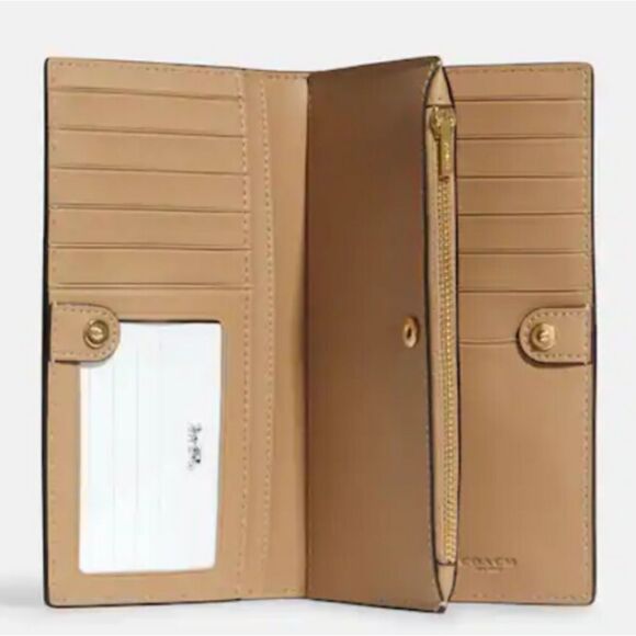 Coach Dreamyland Pastel Floral Print Slim Wallet in Chalk/Gold - Picture 2 of 11